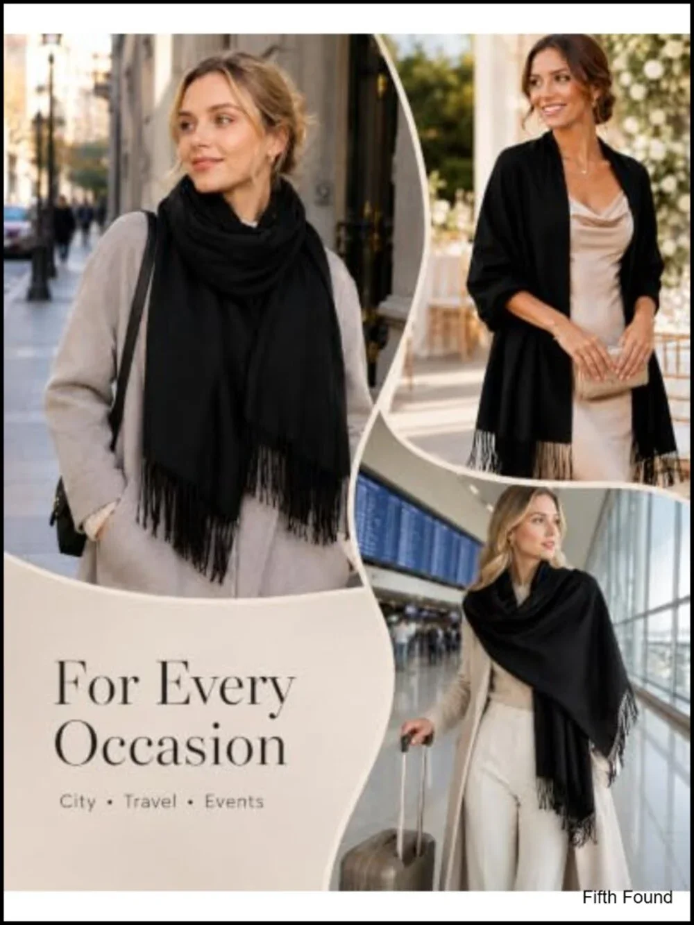Fringe Shawl Wrap Pashmina Scarf for Wedding Evening Women